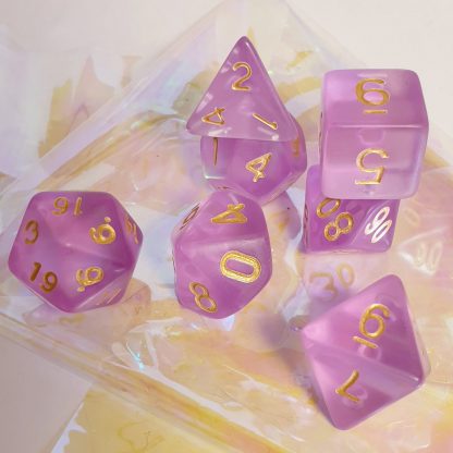 Purple matte dungeons and dragons polyhedral dice set