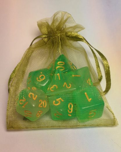 Green tone dungeons and dragons polyhedral dice set