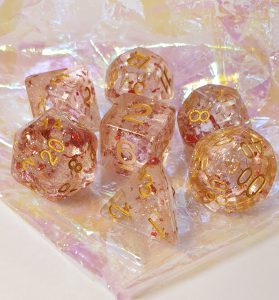 Red glitter dungeons and dragons polyhedral dice set