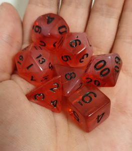 Red black dungeons and dragons polyhedral dice set