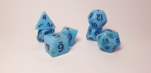 Beauregard blue dungeons and dragons polyhedral dice set