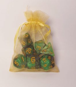 Nott green black yellow dungeons and dragons polyhedral dice set