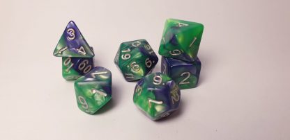 Fjord purple green dungeons and dragons polyhedral dice set