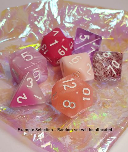 Pink palette dungeons and dragons polyhedral dice set