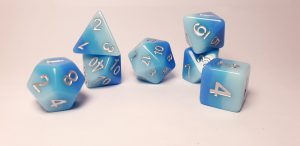 Blue rainbow dungeons and dragons polyhedral dice set