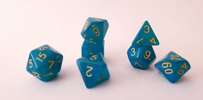 Teal iridescent dungeons and dragons polyhedral dice set