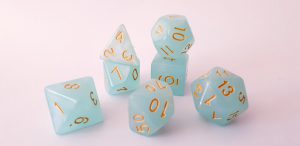 Aqua iridescent dungeons and dragons polyhedral dice set