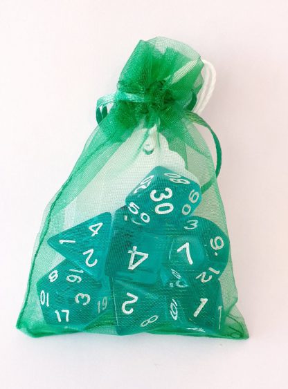 Aqua teal dungeons and dragons polyhedral dice set