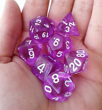 Purple dungeons and dragons polyhedral dice set