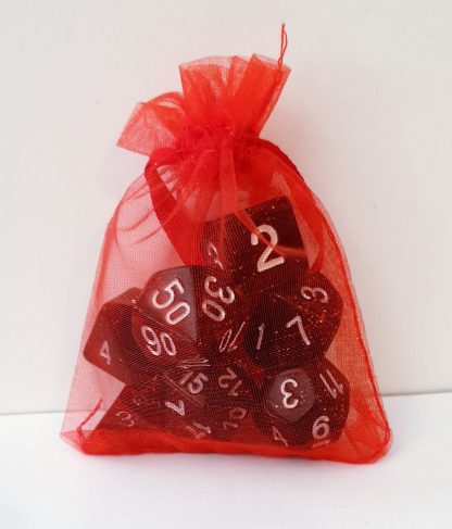 Red and glitter dungeons and dragons polyhedral dice set