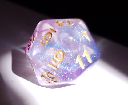Pastel blue and pink glitter D20