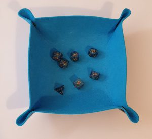 Blue dice rolling tray
