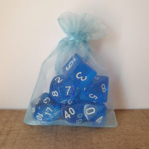 Azure blue polyhedral dungeons and dragons dice set