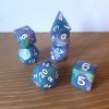 Waterlily dirty pour cool tone polyhedral dungeons and dragons dice set