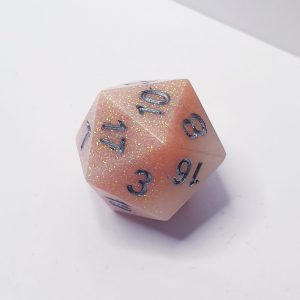 Precious stones orange and white glitter sharp edge handmade polyhedral dungeons and dragons d20