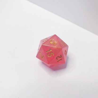 Potion of Healing red with gold pearlescent sharp edge handmade polyhedral dungeons and dragons d20